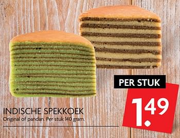 Aanbiedingen Indische spekkoek original of pandan - Huismerk - Deka Markt - Geldig van 16/11/2017 tot 19/11/2017 bij Deka Markt