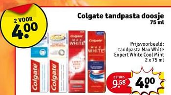 Aanbiedingen Tandpasta max white expert white cool mint - Colgate - Geldig van 14/11/2017 tot 19/11/2017 bij Kruidvat