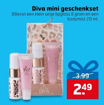 Aanbiedingen Diva mini geschenkset - Diva - Geldig van 14/11/2017 tot 26/11/2017 bij Trekpleister