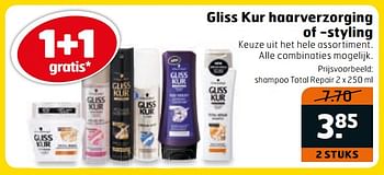 Aanbiedingen Gliss kur shampoo total repair - Schwartzkopf - Geldig van 14/11/2017 tot 26/11/2017 bij Trekpleister