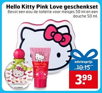 Aanbiedingen Hello kitty pink love geschenkset - Hello kitty - Geldig van 14/11/2017 tot 26/11/2017 bij Trekpleister