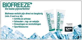 Aanbiedingen Biofreez gel 110 gram - Biofreeze - Geldig van 14/11/2017 tot 26/11/2017 bij Trekpleister