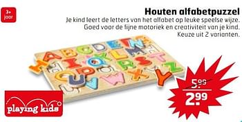 Aanbiedingen Houten alfabetpuzzel - Playing Kids - Geldig van 14/11/2017 tot 26/11/2017 bij Trekpleister