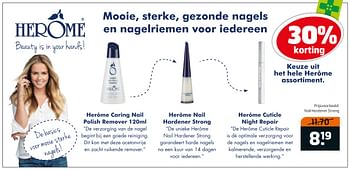 Aanbiedingen Nail hardener strong - Herome - Geldig van 14/11/2017 tot 26/11/2017 bij Trekpleister