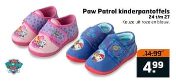 Aanbiedingen Paw patrol kinderpantoffels - PAW  PATROL - Geldig van 14/11/2017 tot 26/11/2017 bij Trekpleister