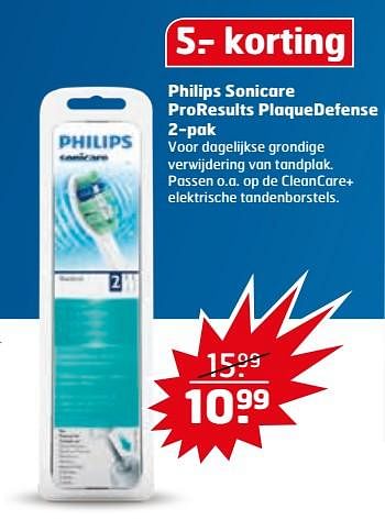 Aanbiedingen Philips sonicare proresults plaquedefense - Philips - Geldig van 14/11/2017 tot 26/11/2017 bij Trekpleister