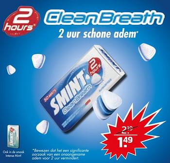 Aanbiedingen Cleanbreath smint - Smint - Geldig van 14/11/2017 tot 26/11/2017 bij Trekpleister