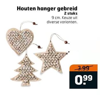 Aanbiedingen Houten hanger gebreid - Huismerk - Trekpleister - Geldig van 14/11/2017 tot 26/11/2017 bij Trekpleister