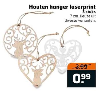 Aanbiedingen Houten hanger laserprint - Huismerk - Trekpleister - Geldig van 14/11/2017 tot 26/11/2017 bij Trekpleister