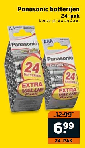 Aanbiedingen Panasonic batterijen 24-pak keuze uit aa en aaa - Panasonic - Geldig van 14/11/2017 tot 26/11/2017 bij Trekpleister