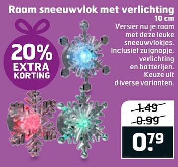 Aanbiedingen Raam sneeuwvlok met verlichting - Huismerk - Trekpleister - Geldig van 14/11/2017 tot 26/11/2017 bij Trekpleister