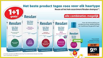Aanbiedingen Shampoo anti-roos geverfd haar - Resdan - Geldig van 14/11/2017 tot 26/11/2017 bij Trekpleister