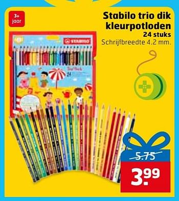 Aanbiedingen Stabilo trio dik kleurpotloden - Stabilo - Geldig van 14/11/2017 tot 26/11/2017 bij Trekpleister