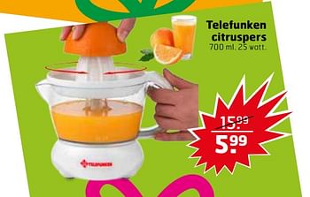 Aanbiedingen Telefunken citruspers - Telefunken - Geldig van 14/11/2017 tot 26/11/2017 bij Trekpleister