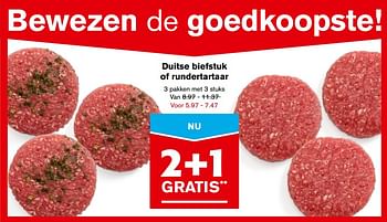 Aanbiedingen Duitse biefstuk of rundertartaar - Huismerk - Hoogvliet - Geldig van 15/11/2017 tot 15/11/2017 bij Hoogvliet
