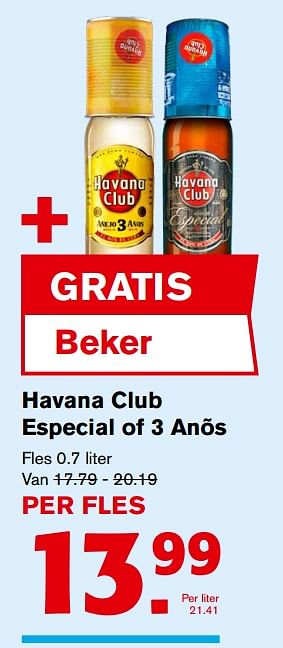 Aanbiedingen Havana club especial of 3 anõs - Havana club - Geldig van 15/11/2017 tot 15/11/2017 bij Hoogvliet