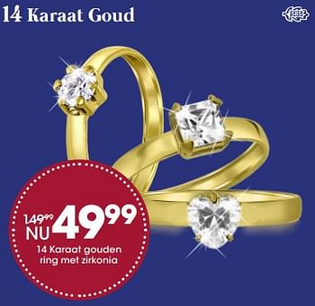 Aanbiedingen 14 karaat gouden ring met zirkonia - Huismerk - Lucardi - Geldig van 13/11/2017 tot 05/12/2017 bij Lucardi