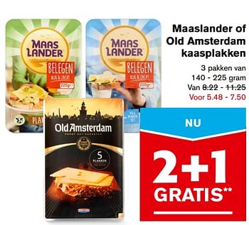 Aanbiedingen Maaslander of old amsterdam kaasplakken - Maaslander - Geldig van 15/11/2017 tot 15/11/2017 bij Hoogvliet