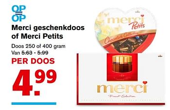Aanbiedingen Merci geschenkdoos of merci petits - MERCI - Geldig van 15/11/2017 tot 15/11/2017 bij Hoogvliet