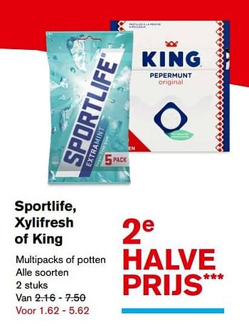 Aanbiedingen Sportlife, xylifresh of king multipacks of potten - King - Geldig van 15/11/2017 tot 15/11/2017 bij Hoogvliet