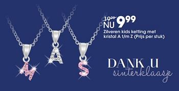 Aanbiedingen Zilveren kids ketting met kristal a t-m z - Huismerk - Lucardi - Geldig van 13/11/2017 tot 05/12/2017 bij Lucardi