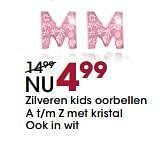 Aanbiedingen Zilveren kids oorbellen a t-m z met kristal ook in wit - Huismerk - Lucardi - Geldig van 13/11/2017 tot 05/12/2017 bij Lucardi