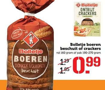 Aanbiedingen Bolletje boeren beschuit of crackers - Bolletje - Geldig van 20/11/2017 tot 26/11/2017 bij Coop