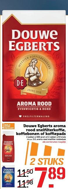 Aanbiedingen Douwe egberts aroma rood snelfilterkoffie, koffiebonen of koffiepads - Douwe Egberts - Geldig van 20/11/2017 tot 26/11/2017 bij Coop