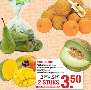 Aanbiedingen Galia meloen, conference peren, mango of perssinaasappelen - Eat Me - Geldig van 20/11/2017 tot 26/11/2017 bij Coop