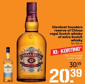 Aanbiedingen Glenlivet founders reserve of chivas regal scotch whisky of extra scotch whisky - Huismerk - Coop - Geldig van 20/11/2017 tot 26/11/2017 bij Coop