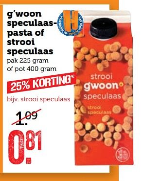 Aanbiedingen G`woon speculaaspasta of strooi speculaas - Gâ€™woon - Geldig van 20/11/2017 tot 26/11/2017 bij Coop
