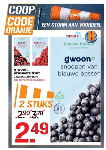 Aanbiedingen G`woon vriesvers fruit - Gâ€™woon - Geldig van 20/11/2017 tot 26/11/2017 bij Coop
