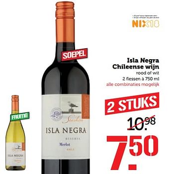 Aanbiedingen Isla negra chileense wijn rood of wit - Rode wijnen - Geldig van 20/11/2017 tot 26/11/2017 bij Coop