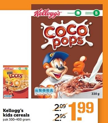 Aanbiedingen Kellogg`s kids cereals - Kellogg's - Geldig van 20/11/2017 tot 26/11/2017 bij Coop