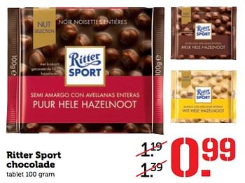 Aanbiedingen Ritter sport chocolade - Ritter Sport - Geldig van 20/11/2017 tot 26/11/2017 bij Coop