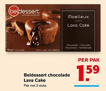 Aanbiedingen Beldessert chocolade lava cake - Beldessert - Geldig van 22/11/2017 tot 28/11/2017 bij Hoogvliet