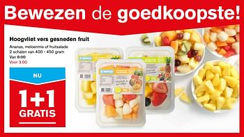 Aanbiedingen Hoogvliet vers gesneden fruit ananas, meloenmix of fruitsalade - Huismerk - Hoogvliet - Geldig van 22/11/2017 tot 28/11/2017 bij Hoogvliet