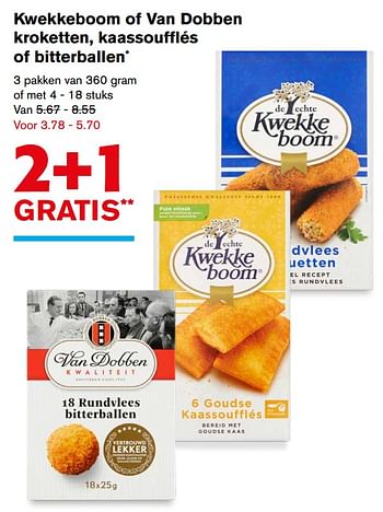Aanbiedingen Kwekkeboom of van dobben kroketten, kaassoufflés of bitterballen - Huismerk - Hoogvliet - Geldig van 22/11/2017 tot 28/11/2017 bij Hoogvliet