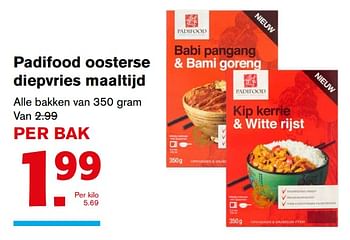 Aanbiedingen Padifood oosterse diepvries maaltijd - Padifood - Geldig van 22/11/2017 tot 28/11/2017 bij Hoogvliet