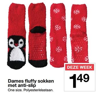 Aanbiedingen Dames fluffy sokken met anti-slip - Huismerk - Zeeman  - Geldig van 18/11/2017 tot 25/11/2017 bij Zeeman