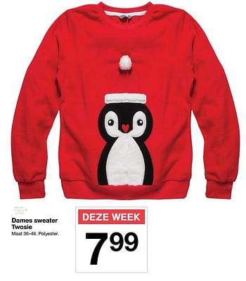 Aanbiedingen Dames sweater twosie - Huismerk - Zeeman  - Geldig van 18/11/2017 tot 25/11/2017 bij Zeeman