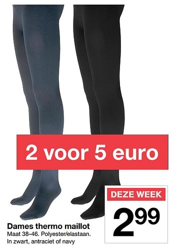 Aanbiedingen Dames thermo maillot - Huismerk - Zeeman  - Geldig van 18/11/2017 tot 25/11/2017 bij Zeeman