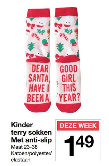 Aanbiedingen Kinder terry sokken met anti-slip - Huismerk - Zeeman  - Geldig van 18/11/2017 tot 25/11/2017 bij Zeeman