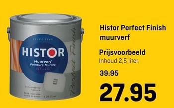 Aanbiedingen Histor perfect finish muurverf - Histor - Geldig van 13/11/2017 tot 26/11/2017 bij Hubo