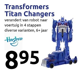 Aanbiedingen Transformers titan changers - Hasbro - Geldig van 15/11/2017 tot 21/11/2017 bij Action