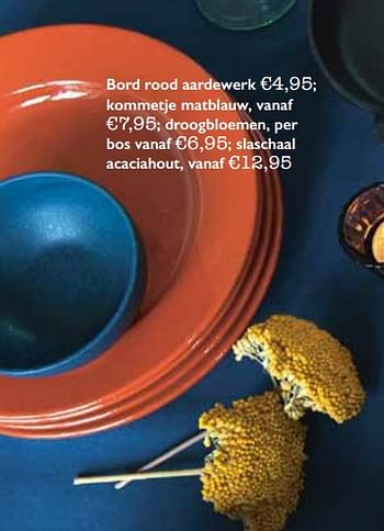 Aanbiedingen Bord rood aardewerk - Huismerk - Dille &amp; Kamille - Geldig van 01/11/2017 tot 31/03/2018 bij Dille & Kamille