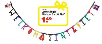 Aanbiedingen Letterslinger `welkom sint + piet` - Huismerk - Marskramer - Geldig van 10/11/2017 tot 22/11/2017 bij Marskramer