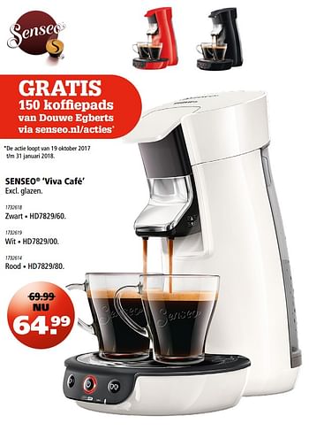 Aanbiedingen Philips senseo viva café zwart • hd7829-60 - Philips - Geldig van 10/11/2017 tot 22/11/2017 bij Marskramer