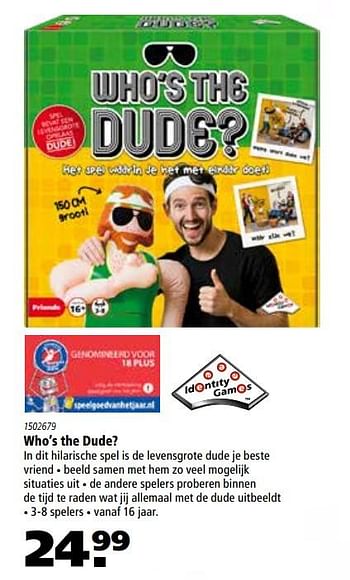 Aanbiedingen Who`s the dude? - Identity Games - Geldig van 16/11/2017 tot 06/12/2017 bij Marskramer