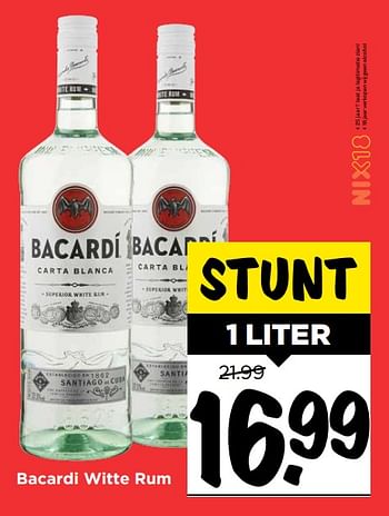 Aanbiedingen Bacardi witte rum - Bacardi - Geldig van 19/11/2017 tot 25/11/2017 bij Vomar